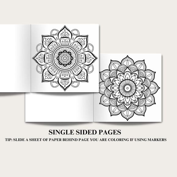 Mandala Coloring Book For Relaxation And Meditation 8.5 x 8.5  40 Unique Designs - Picture 4 of 6